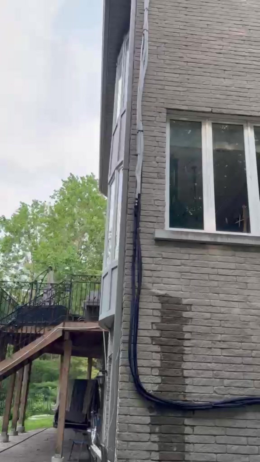 Exterior natural gas line piping installed on a GTA brick home by HVAC Smart Solution
