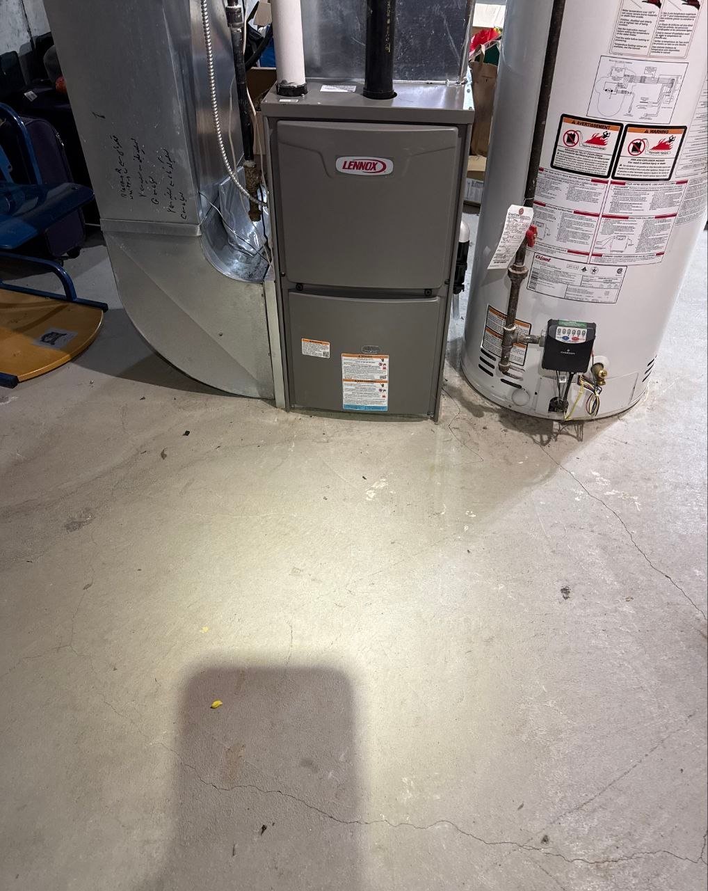 Lennox furnace and water heater installation basement GTA