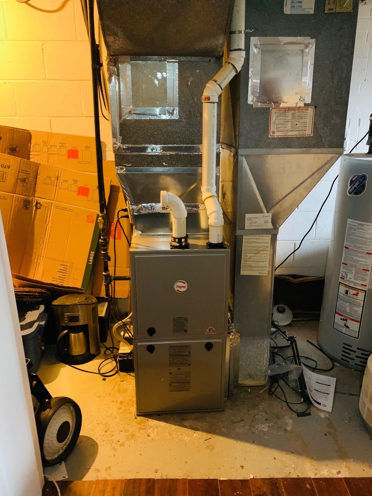 Payne furnace installation basement GTA home